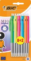 Bic balpen M10 Clic Colors 8+2 gratis, op blister