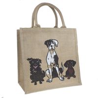 Naturel Jute Tas met Honden - thumbnail