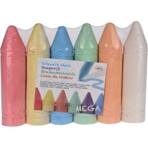 Stoepkrijt - kleurenmix  van 6x stuks - XL mega formaat - 19,5 cm   -