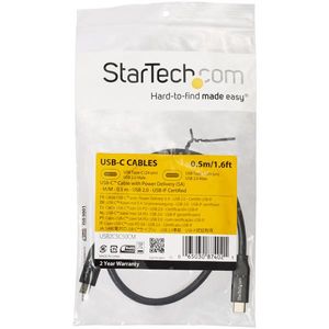 StarTech.com USB-C naar USB-C kabel met 5A/100W Power Delivery M/M 50 cm USB 2.0 USB-IF certificatie