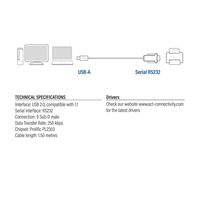 ACT AC6000 seriële kabel Zwart 1,5 m USB Type-A DB-9 - thumbnail