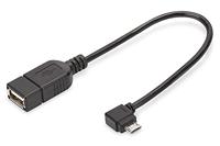 DIGITUS USB 2.0 adapterkabel - 0,15 m - USB Micro B (M) naar USB A (F) - 480 Mbps - USB-adapter - Zwart