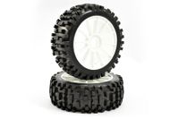 Fastrax Rock Block banden op witte 12 spaaks velgen voor 1/8 buggy