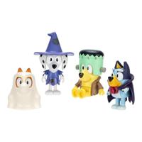 Bluey 4-Pack Beweegbare Figuren van Bingo, Chloe & Lucky - 2,5 Inch Halloween Kostuums Met Accessoires Voor TV-Show Momenten