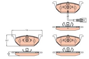 Remblokkenset, schijfrem TRW, u.a. für Seat, VW, Skoda, Audi