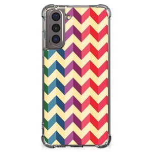 Samsung Galaxy S21 Doorzichtige Silicone Hoesje Zigzag Multi Color