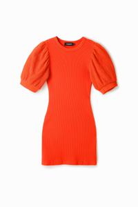 Korte slim fit koraal jurk - ORANGE - XL