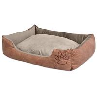 vidaXL Hondenbed Kussen PU-Kunstleer Maat L Beige Honden Bed Matras Mand