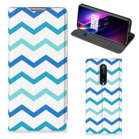 OnePlus 8 Hoesje met Magneet Zigzag Blauw - thumbnail