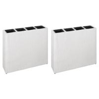 vidaXL Plantenbak verhoogd met 4 potten 2 st poly rattan wit