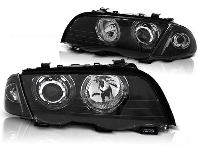 Tuning-Tec Koplampen dual halo rims BMW E46 05 98-08 01 S/T ANGEL EYES LED ZWART