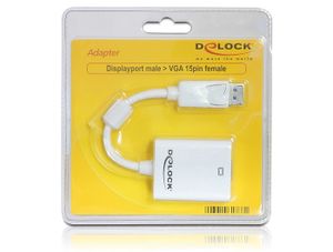 Delock 61766 DisplayPort / VGA Adapter [1x DisplayPort stekker - 1x VGA-bus] Wit Met Ferrietkern 12.00 cm