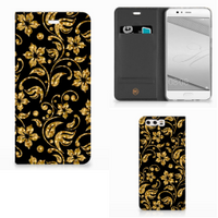 Huawei P10 Plus Smart Cover Gouden Bloemen - thumbnail