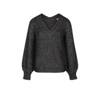 Morgan gemêleerde grofgebreide trui grijs met zilver