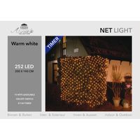 Kerstverlichting lichtnet met timer 252 lampjes warm wit 200 cm - thumbnail