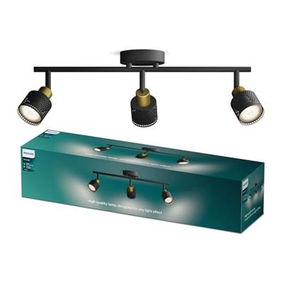 Philips Niall Spot - Plafondspot met drie lichtpunten - Zwart met goud design - GU10 LED fitting