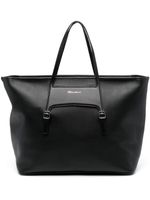 Santoni sac porté épaule en cuir à logo imprimé - Noir