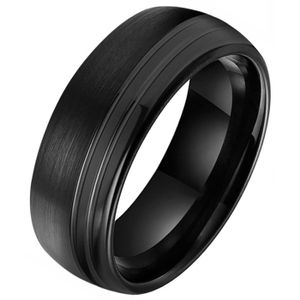 Wolfraam heren ring Tom Jaxon Groef Zwart Mat en Glans-19mm