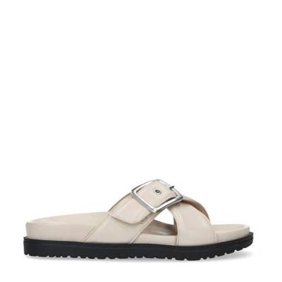 Manfield leren slippers beige