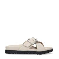 Manfield leren slippers beige