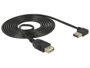 Delock USB-kabel USB 2.0 USB-A stekker, USB-A bus 2.00 m Zwart Stekker past op beide manieren, Vergulde steekcontacten, UL gecertificeerd 83552