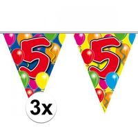 3x Leeftijd vlaggenlijnen 5 jaar 10 meter - thumbnail