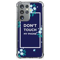 Samsung Galaxy S21 Ultra Anti Shock Case Flowers Blue DTMP - thumbnail