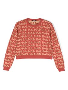 Balmain Kids pull à logo en intarsia - Rouge