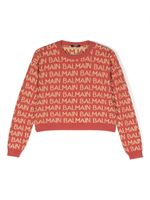 Balmain Kids pull à logo en intarsia - Rouge - thumbnail