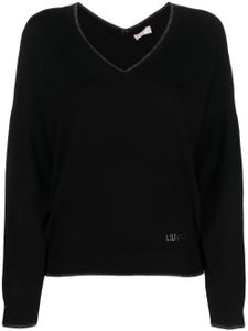 LIU JO pull en maille fine à col v - Noir