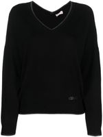 LIU JO pull en maille fine à col v - Noir