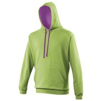 Hooded sweater lime met paars