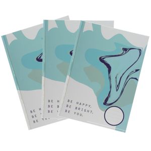 3x stuks luxe schrift A4 formaat blauw//wit be happy harde kaft