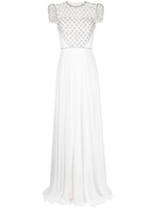 Jenny Packham robe longue Oskari à ornements en cristal - Blanc