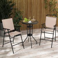 Bistrotafel met 2 Inklapbare Stoelen 3-Delige Balkonmeubels Balkonset Tuinmeubelset Zitgroep Tuinset voor Tuin Balkon Zwembad Beige