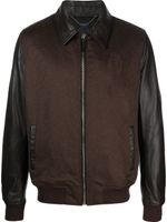 Billionaire veste bomber Varsity à empiècements en cuir - Marron