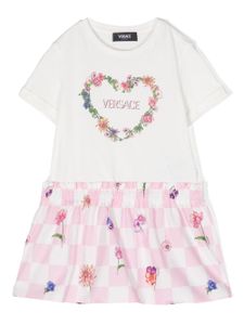 Versace Kids robe évasée à logo imprimé - Blanc