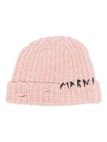 Marni bonnet nervuré à logo brodé - Rose - thumbnail