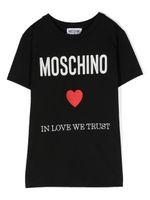 Moschino Kids logo-embroidered cotton T-shirt - Noir - thumbnail