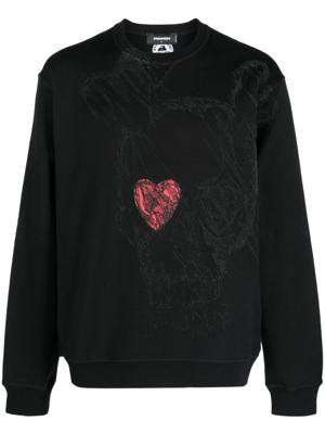 Dsquared2 Sweater met doodskopprint - Zwart