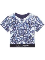 Dolce & Gabbana Kids t-shirt en coton à imprimé Majolica - Bleu