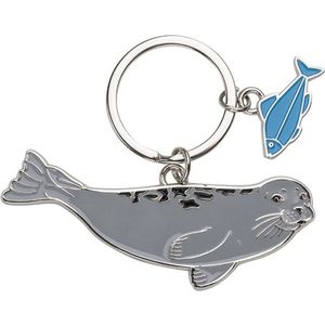 Metalen sleutelhanger zeehond 5 cm   -