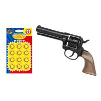 Gohner cowboy verkleed speelgoed revolver/pistool - metaal - met 24x ringen 8 schots plaffertjes