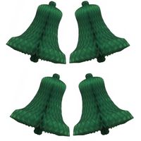 Papieren mini kerstklok 16 cm groen 12 stuks