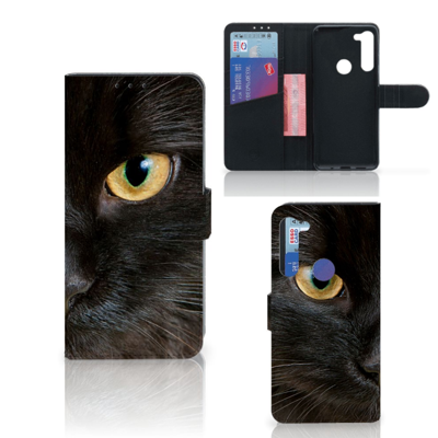 Motorola G8 Power Telefoonhoesje met Pasjes Zwarte Kat Motorola G8 Power Telefoonhoesje met Pasjes Zwarte Kat