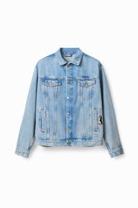 Denim truckerjack met borduursels - BLUE - XXL