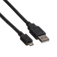 ROLINE USB 2.0 Kabel, USB A Male - Micro USB B Male, zwart, 1,8 m - thumbnail