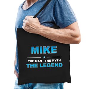 Naam Mike The Man, The myth the legend tasje zwart - Cadeau boodschappentasje