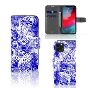 Telefoonhoesje met Naam Apple iPhone 11 Pro Angel Skull Blauw