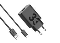 Motorola TurboPower 33 W USB-A snellader met USB-C-kabel, 1 m, compatibel met QC3.0, overbelastingsbeveiliging, zwart